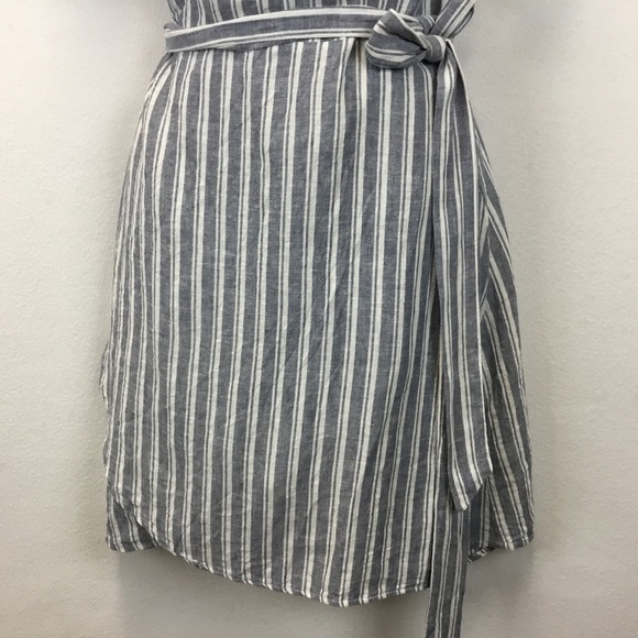 Marine Layer Frances Wrap Dress Linen Blend Striped - Picture 5 of 11